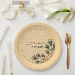 Wedding Invitation Pharaonic heritage on papyrus Paper Plate