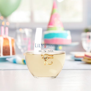 Wedding Invitation Pharaonic heritage on papyrus Stemless Wine Glass