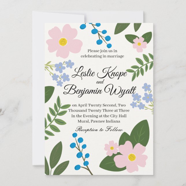 Wedding Invitation Pink Flower (Front)