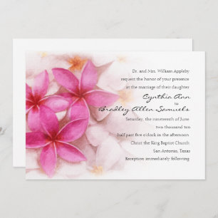 Wedding Invitation Pink Plumeria
