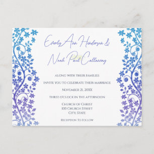 Wedding Invitation Purple and Blue Floral