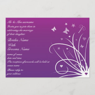 Wedding Invitation - Purple Butterfly Swirl