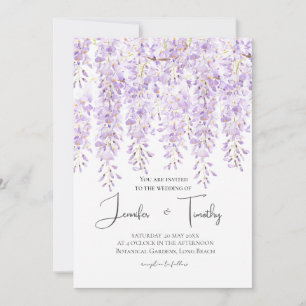 Wedding Invitation purple wisteria in bloom