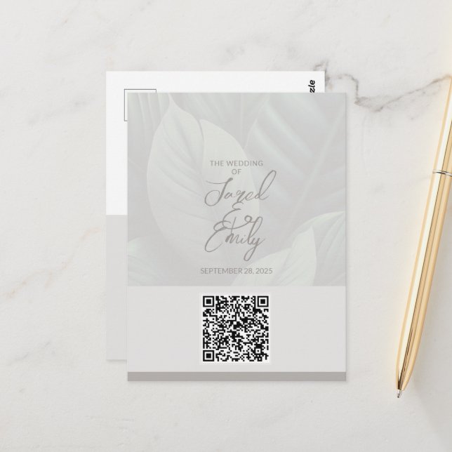 Wedding Invitation QR Code Postcard (Front/Back In Situ)