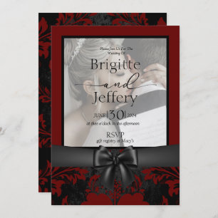 Wedding invitation red  & black traditional photo