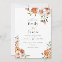 Wedding invitation romantic floral blooms