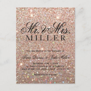 Wedding Invitation - Rose Gold Glitter Fab
