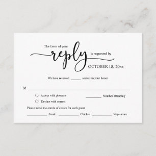 Wedding Invitation RSVP Respond, Meal Options Card