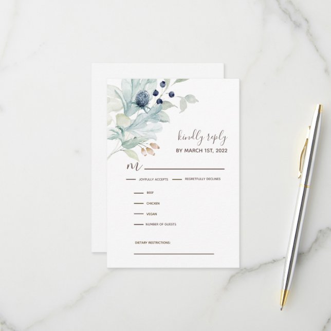 Wedding Invitation RSVP Response Cards (Front/Back In Situ)