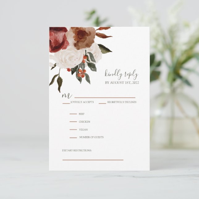 Wedding Invitation RSVP Response Cards (Standing Front)