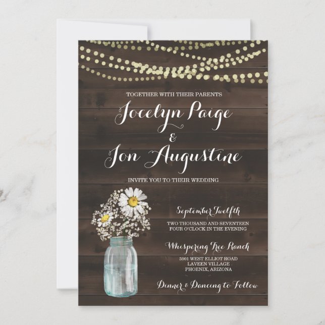Wedding Invitation | Rustic Chamomile / Daisy (Front)