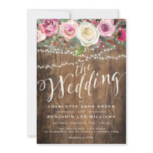 WEDDING INVITATION | Rustic Wood Floral Lights