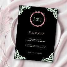 Wedding Invitation Sage Green Art Deco Card