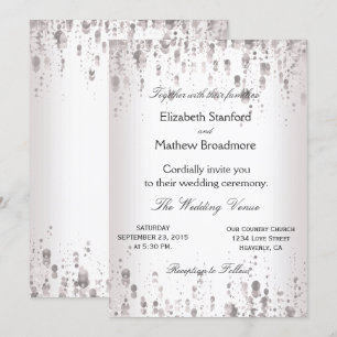 Wedding Invitation Silver Glitter