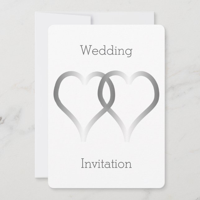 Wedding Invitation Silver Hearts (Front)
