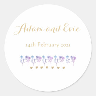 Wedding Invitation Simple and Elegant Carnations Classic Round Sticker