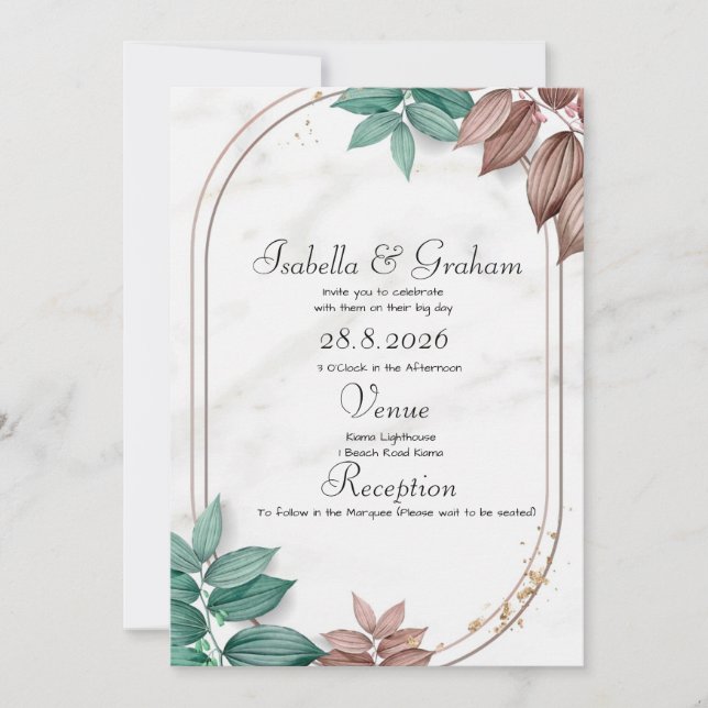 Wedding Invitation - Simple Floral Design (Front)