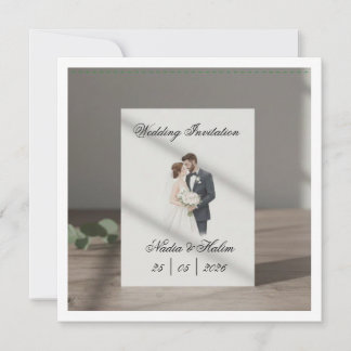 Wedding Invitation Template with Romantic Couple 