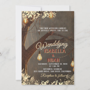 Wedding invitation template with vintage rustic oa