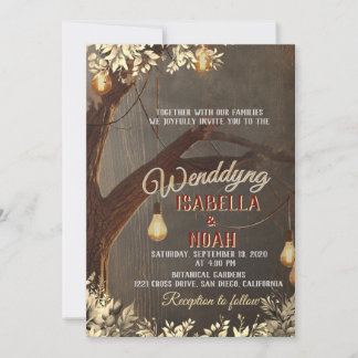 Wedding invitation template with vintage rustic oa