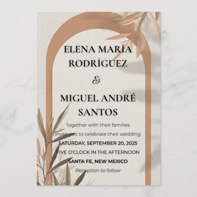 Wedding Invitation Terracotta Arch Olive Branch (Front)