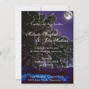Wedding Invitation   Tree Lights and Moon