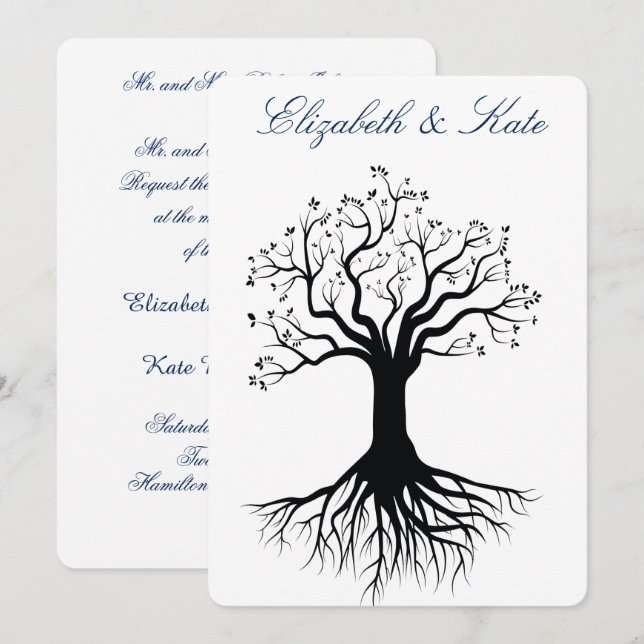 Wedding Invitation Tree Silhouette, Forest, Custom (Front/Back)