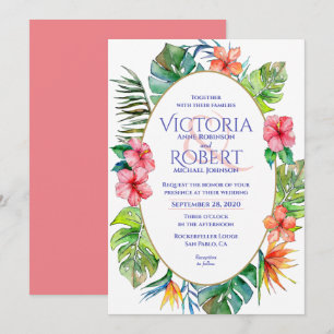 Wedding Invitation   Tropical Floral Watercolor