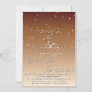 Wedding invitation under the stars dusk