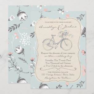 WEDDING INVITATION Vintage Bicycle Love Wedding