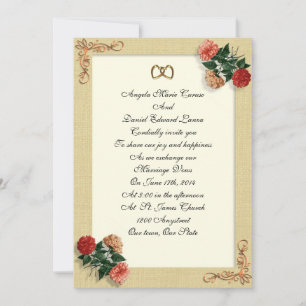 Wedding invitation vintage hibiscus illustrated