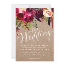 WEDDING INVITATION | Watercolor Floral Rustic Boho