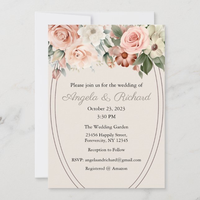 Wedding Invitation, Wedding Stationary, Bride  Invitation (Front)
