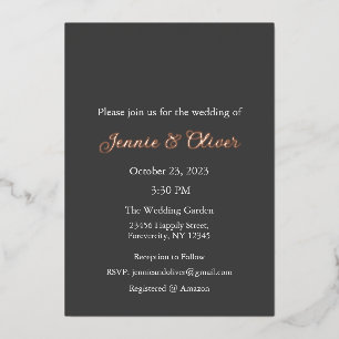 Wedding Invitation, Wedding Stationary, Foil, Lace