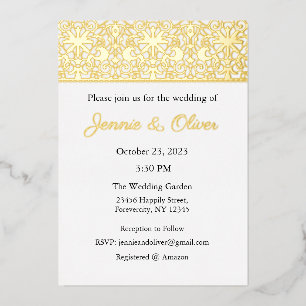 Wedding Invitation, Wedding Stationary, Foil, Lace