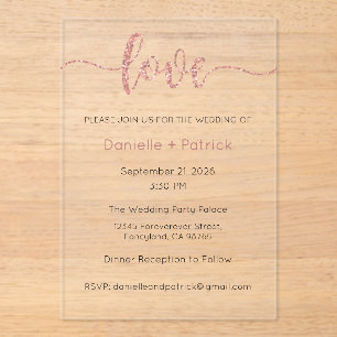 Wedding Invitation, Wedding Stationary, Heart Acrylic Invitations