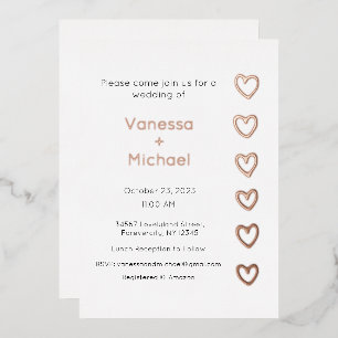 Wedding Invitation, Wedding Stationary, Heart Foil