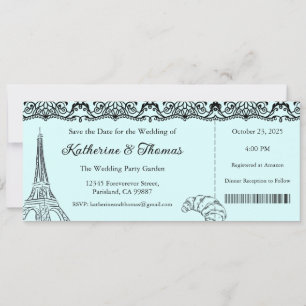 Wedding Invitation, Wedding Stationary, Paris  Invitation