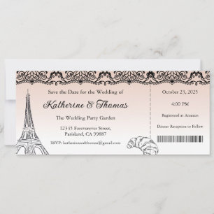 Wedding Invitation, Wedding Stationary, Paris Invitation