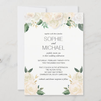Wedding Invitation White Flowers