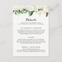 Wedding Invitation White Flowers - Details Card