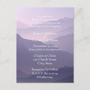 Wedding Invitation White On Misty Purple Postcard