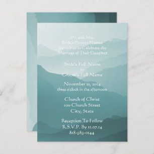 Wedding Invitation White On Misty SeaBlue