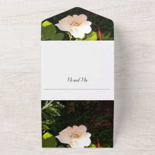 Wedding Invitation White Rose and Map All In One