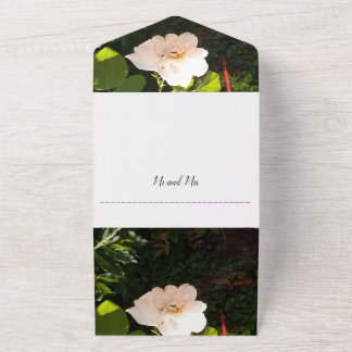 Wedding Invitation White Rose and Map All In One
