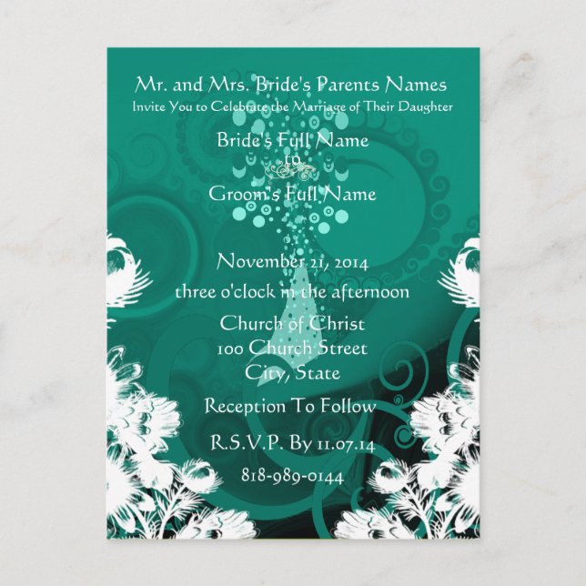 Wedding Invitation-White Vintage Flowers Invitation Postcard (Front)