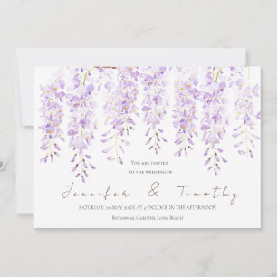 Wedding invitation wisteria in bloom  watercolor