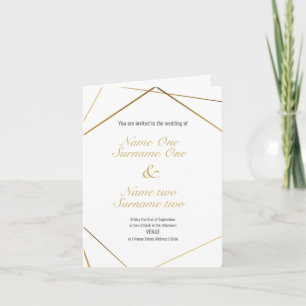 Wedding invitation with a gold pentagon effect