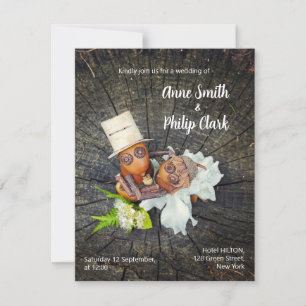 Wedding invitation with Acorn elves in love
