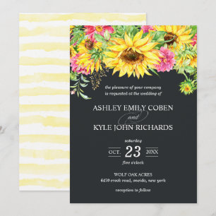 Wedding Invitation with Cascading Sunflowers
